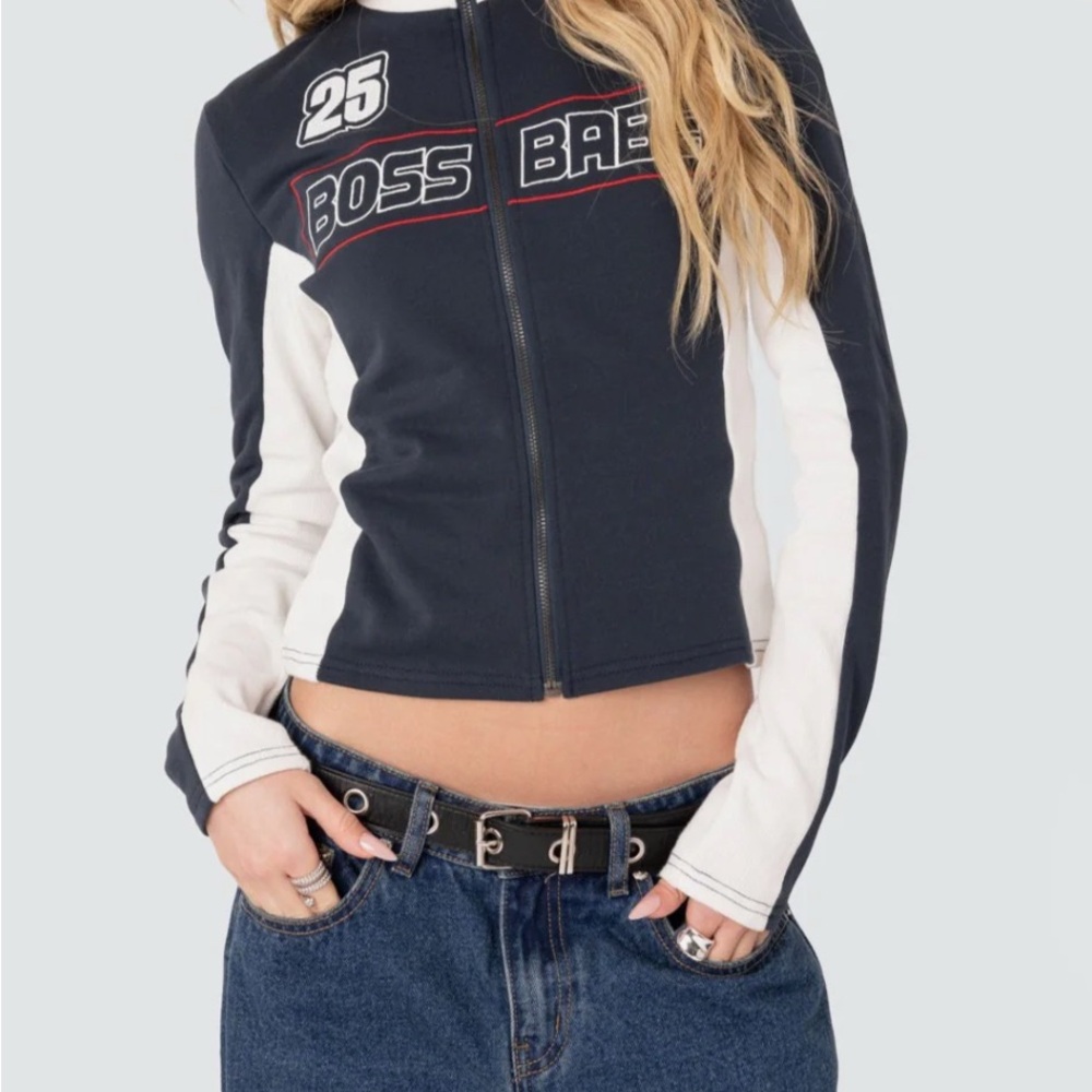 Y2K Boss Babe Black and White Jacket